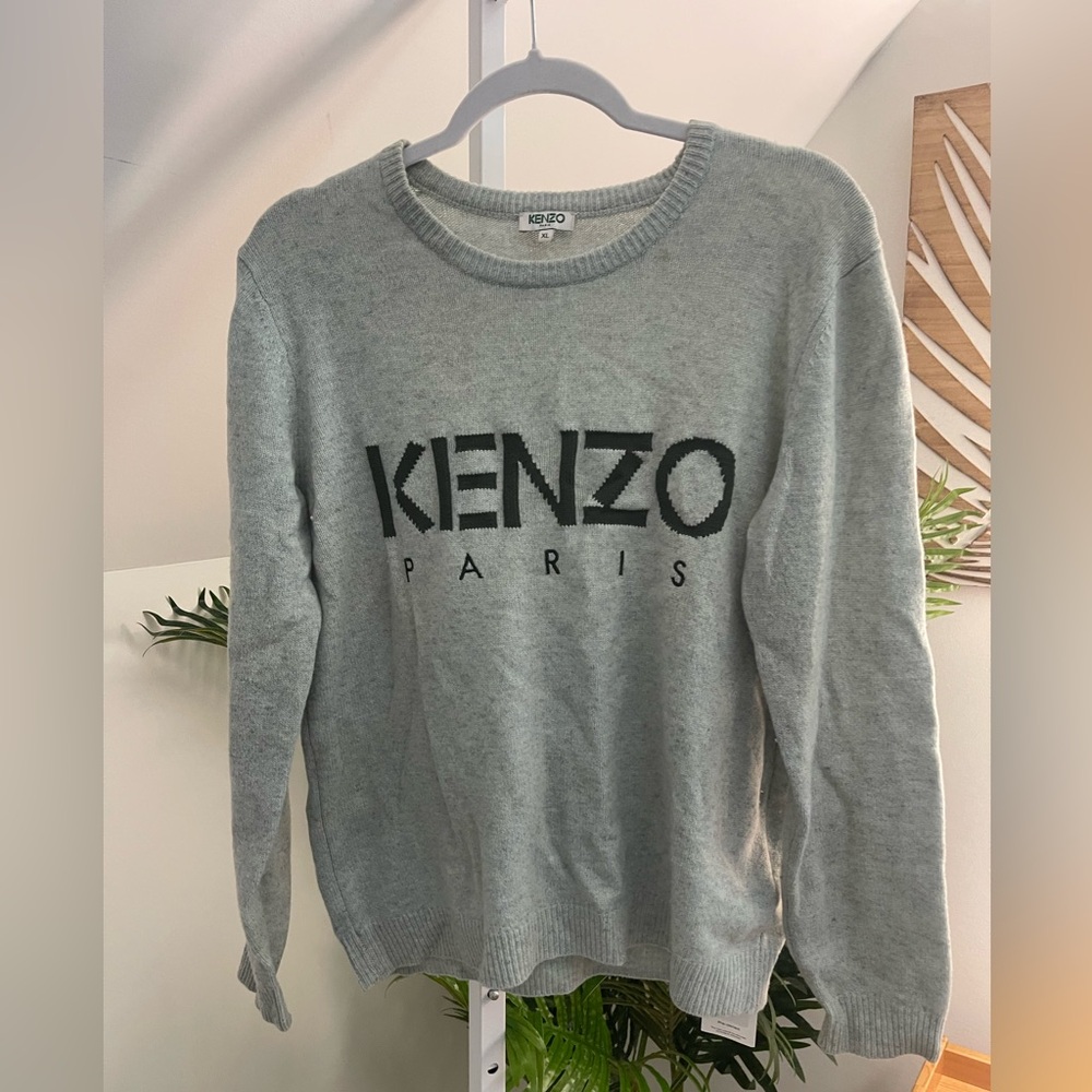 Kenzo Crewneck Sweater with Logo in Grey XL